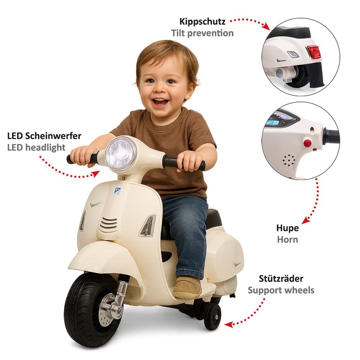 JAMARA Ride-on Vespa Mini weiß Li-Power 8.4 ab 18 Monaten