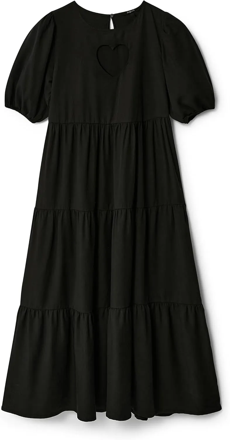 Desigual Damen Kleid 22WWVW302000– Schwarzes Kleid mit -Ausschnitt Herz GR. S Desigual Damen Kleid 22WWVW302000– Schwarzes Kleid mit -Ausschnitt Herz GR. S