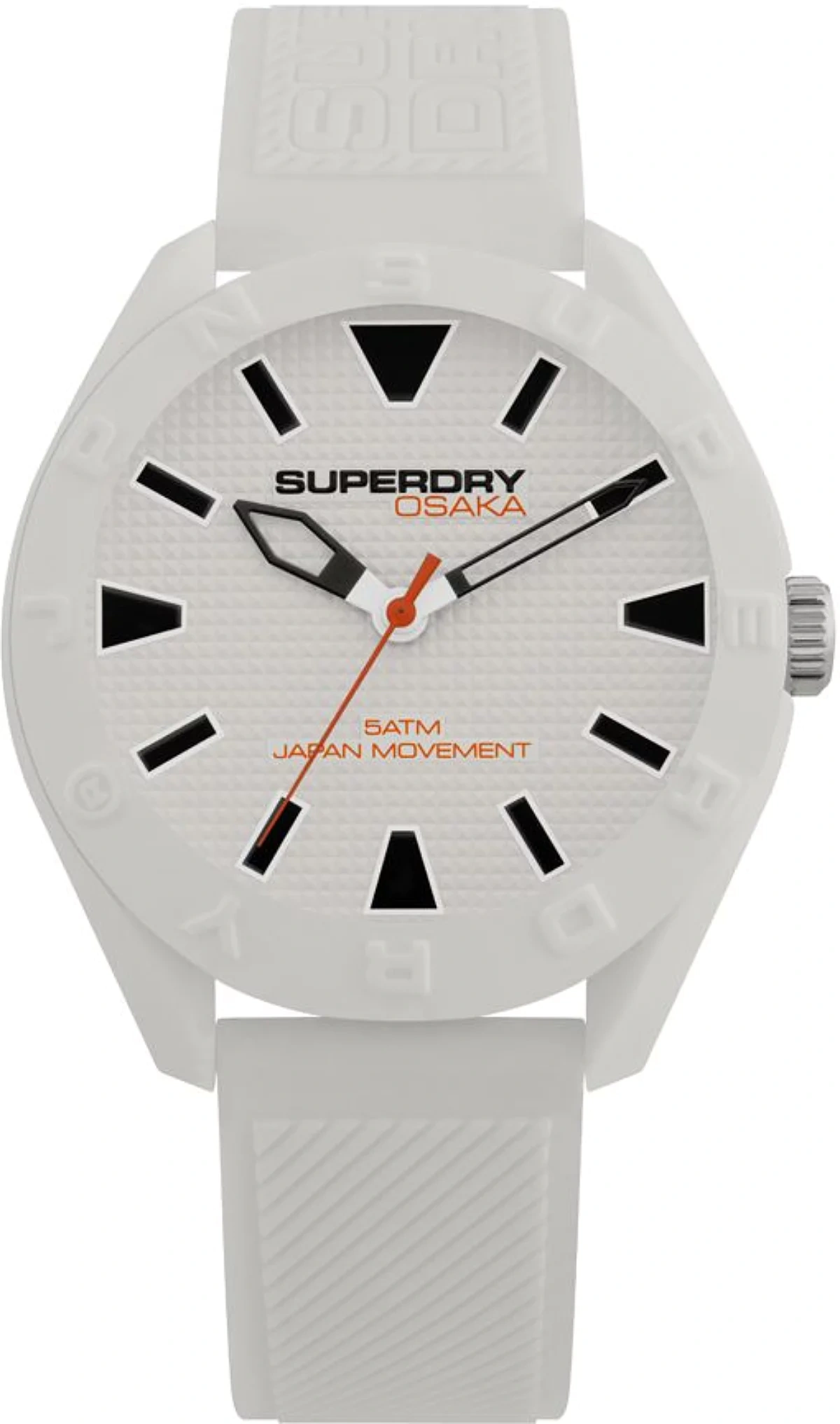 Superdry Herrenuhr - Analog, Silikon Weiß, 43 mm