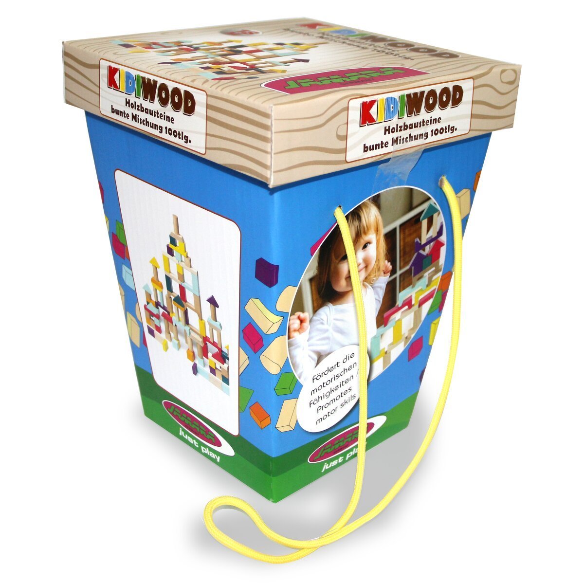 JAMARA Holzspielzeug Kidiwood Holzbausteine bunte Mischung 100tlg. ab 18 Monaten