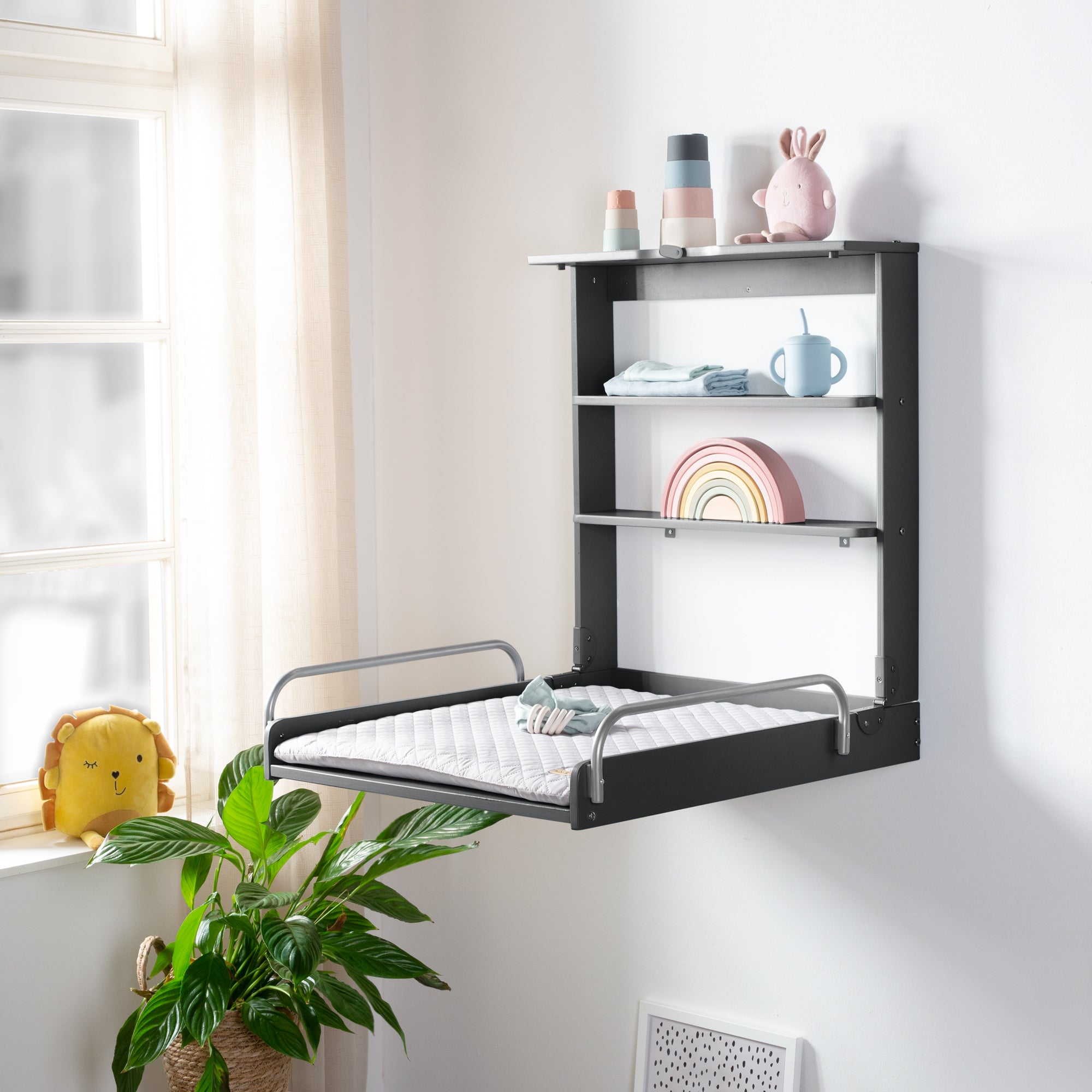 Roba 212015ANV230 Wandwickelregal +Wickelauflage grau anthrazit – Wickeln & Baden - Bild 6 Roba 212015ANV230 Wandwickelregal +Wickelauflage grau anthrazit – Wickeln & Baden - Produktbild 6