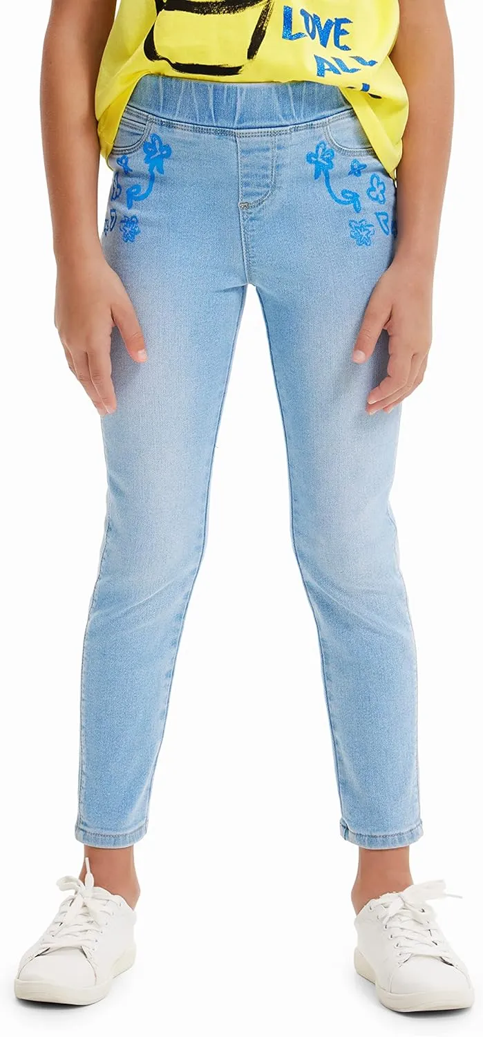 Desigual Mädchen Leggings - Hellblaue Jeans-Leggings mit Stickerei 23SGKN015007 Desigual Mädchen Leggings - Hellblaue Jeans-Leggings mit Stickerei 23SGKN015007