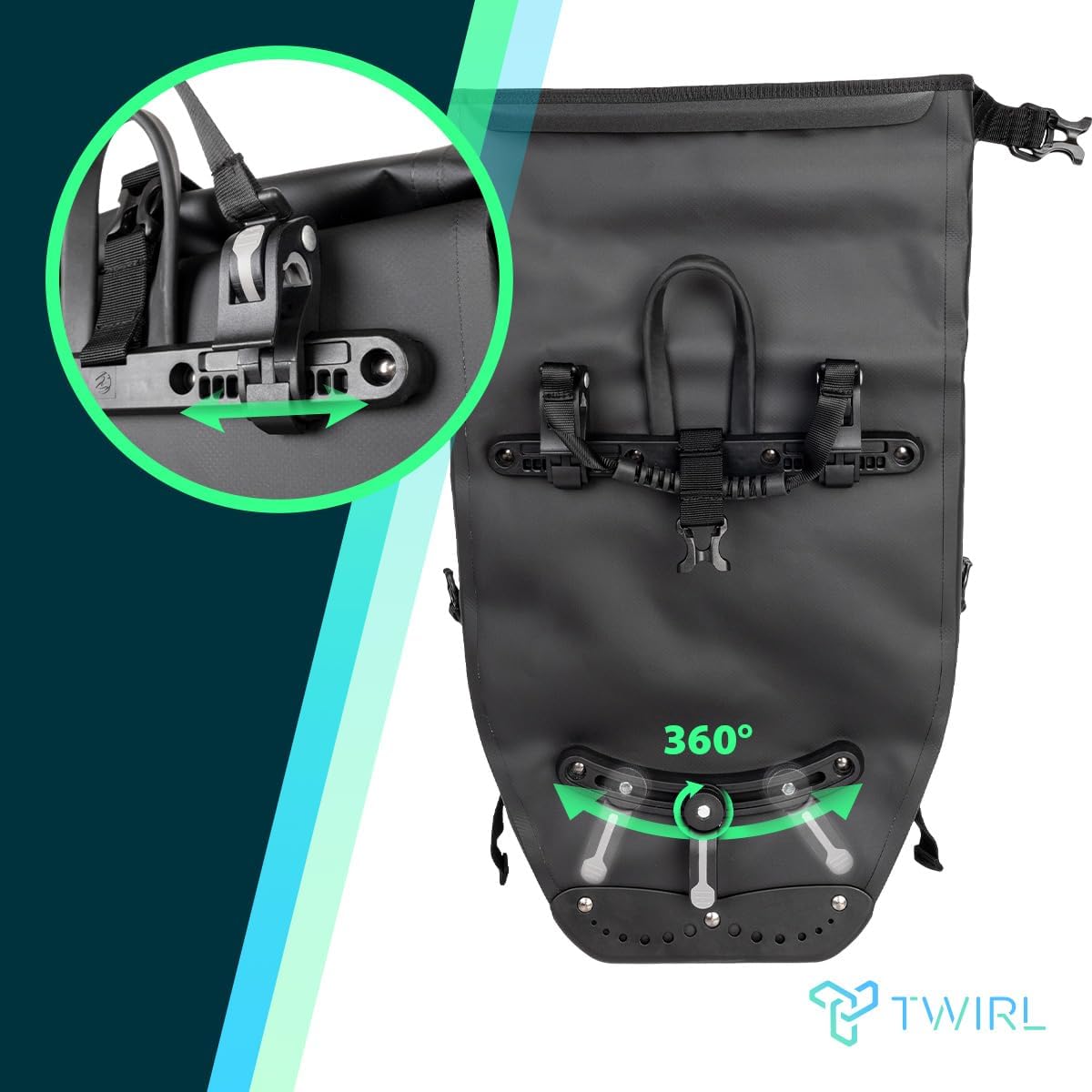 TWIRL 123201 – Gepäckträgertasche CARRY D 2 × 22 L Schwarz