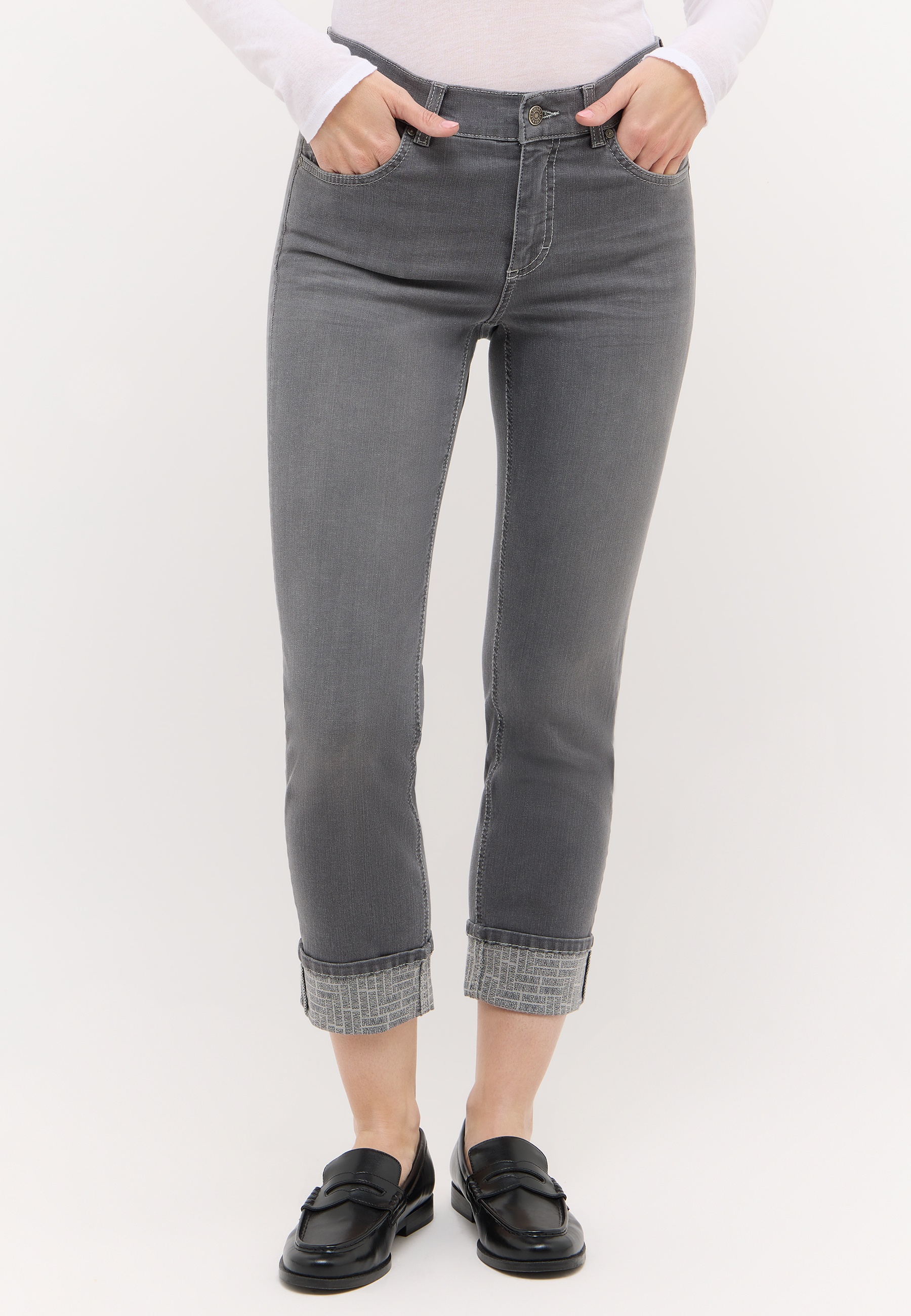 ANGELS 346345500 Damen Jeans Cira Edgy 7/8 Slim Fit - Grau - 1