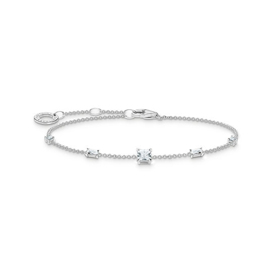Thomas, Sabo, Armband, Steinen, Silber, Mit, Weißen, Länge, 19, Cm, Zubehor, Armreif, Schmuck, Diamant, Halskette