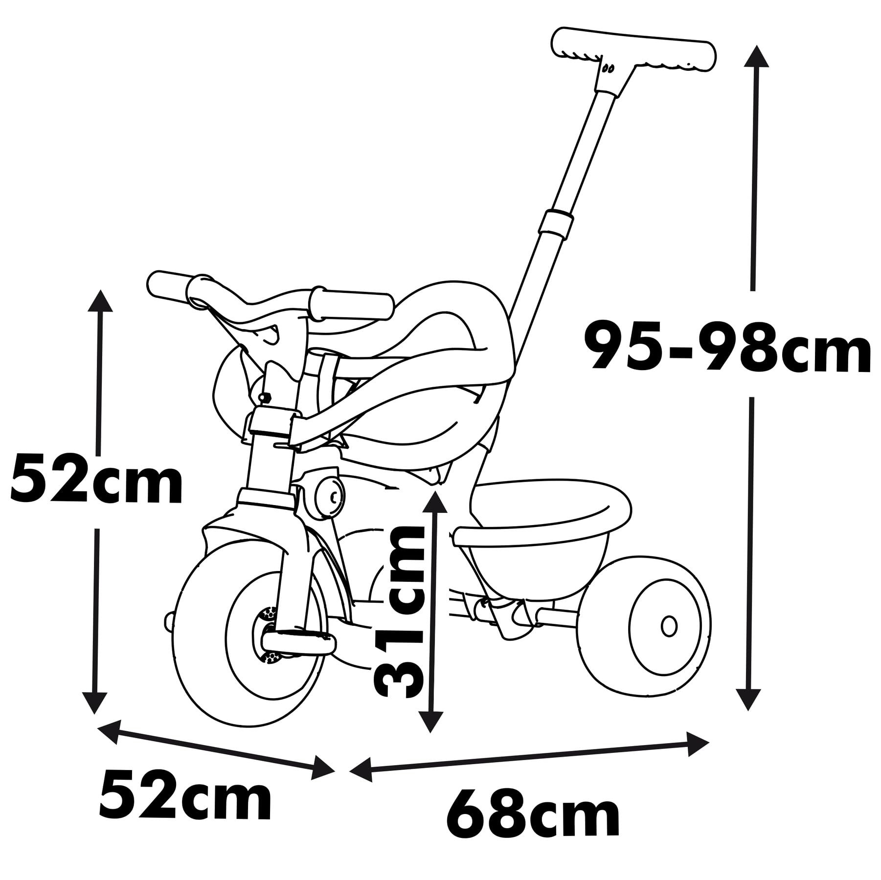 Smoby Be Move Comfort Tricycle Beige 3-in-1, ab 10 Monaten Smoby Be Move Comfort Tricycle Beige 3-in-1 mit ergonomischem Sitz, Sicherheitsgurt, verstellbarer Elternstange bis 97 cm, Free-Wheel, Lenkblockierung, EVA-Räder, ca. 68×52×101 cm, ab 10 Monaten, Rasenmäher, Pflanze, Werkzeug, Maschine, Rad