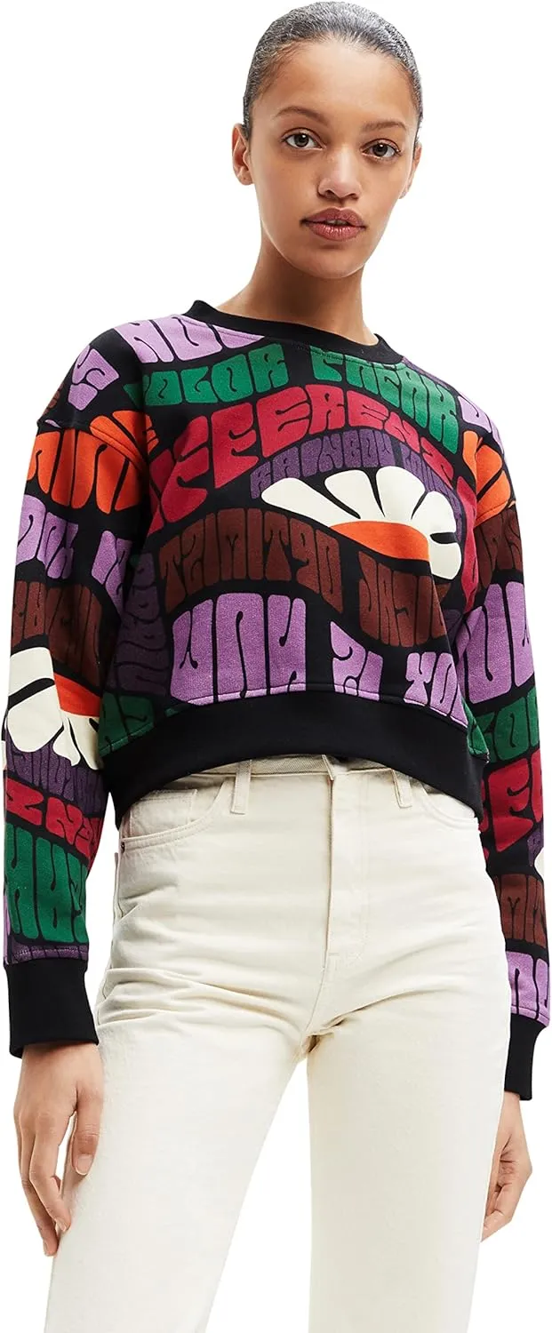 Desigual Damen Pullover - Bunter Pullover mit Retro-Print 22WWSK399019 GR. M Desigual Damen Pullover - Bunter Pullover mit Retro-Print 22WWSK399019 GR. M