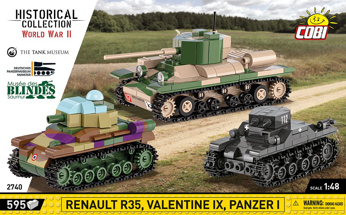 Cobi 2740 EXECUTIVE Museum set-PAZER I,VALENTINE IX,RENAULT R35 gepanzert, Militärisch, Panzer, Waffe, Rad, gepanzert, Militärisch, Panzer, Waffe, Rad, gepanzert, Militärisch, Panzer, Waffe, Rad