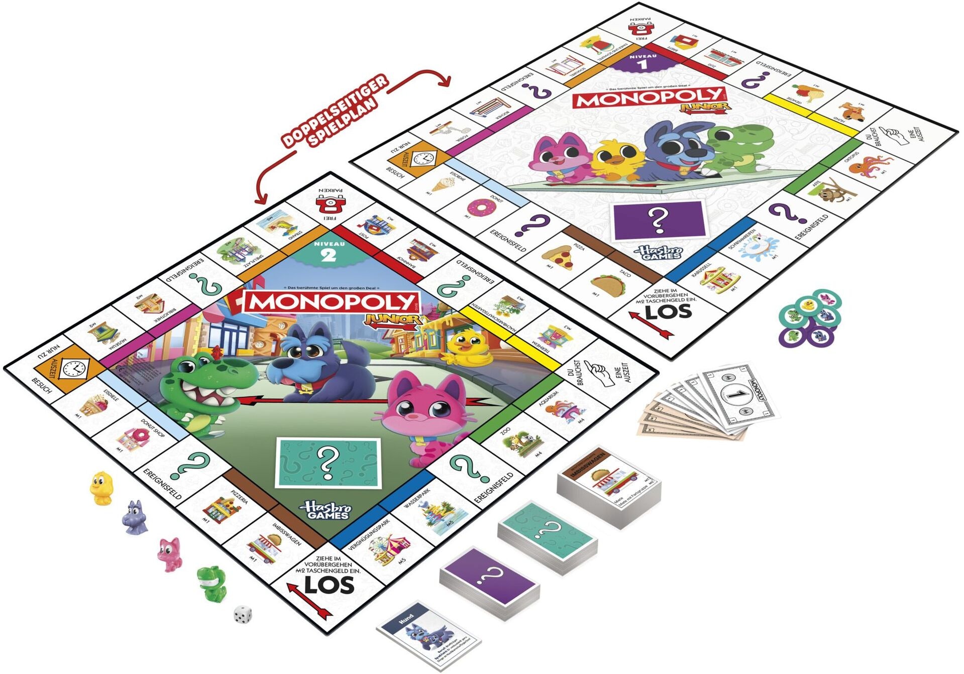 Produktfoto - Hasbro - Monopoly Junior Square 2 In 1 - Modell HASBRO G1856100 Produktbild fuer Online-Shop