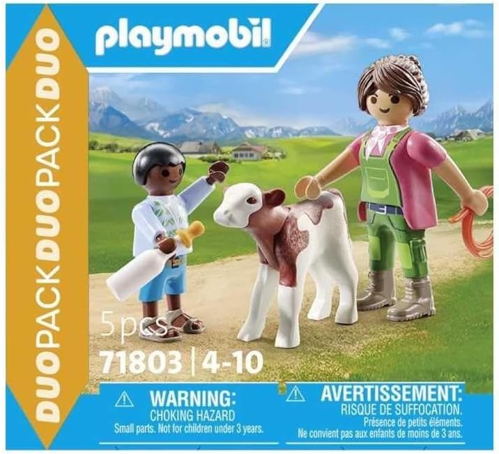 PLAYMOBIL 71803 - DuoPack: Bäuerin mit Kind und Kalb Werbung, Plakat, Person