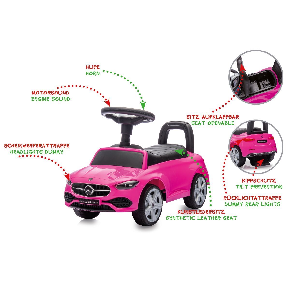 JAMARA Rutscher Mercedes-Benz C-Class pink 2in1 ab 12 Monaten JAMARA Rutscher Mercedes-Benz C-Class pink 2in1 ab 12 Monaten