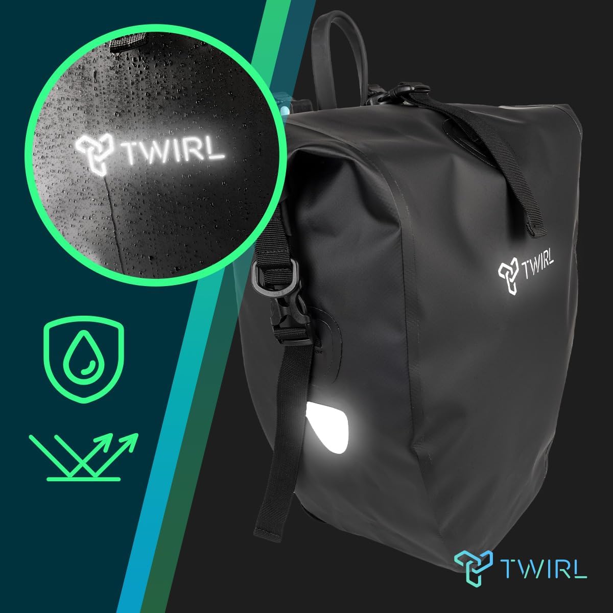 TWIRL 123201 – Gepäckträgertasche CARRY D 2 × 22 L Schwarz TWIRL 123201 – Gepäckträgertasche CARRY D 2 × 22 L Schwarz