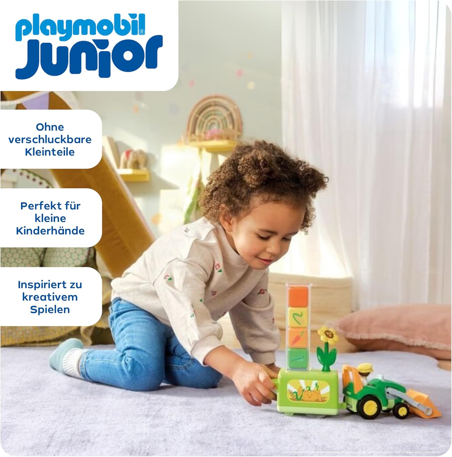 PLAYMOBIL 71773 junior traktor mit lustiger pflanzmaschine Person