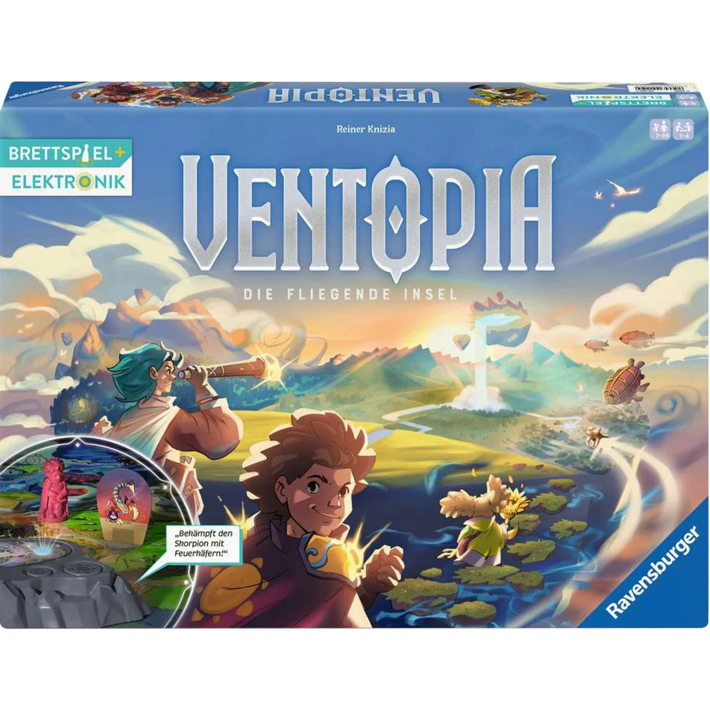 Ravensburger 24582 Ventopia Die fliegende Insel, Brettspiel mit Elektronik für Kinder ab 7 Jahren für 1 bis 4 Spiele