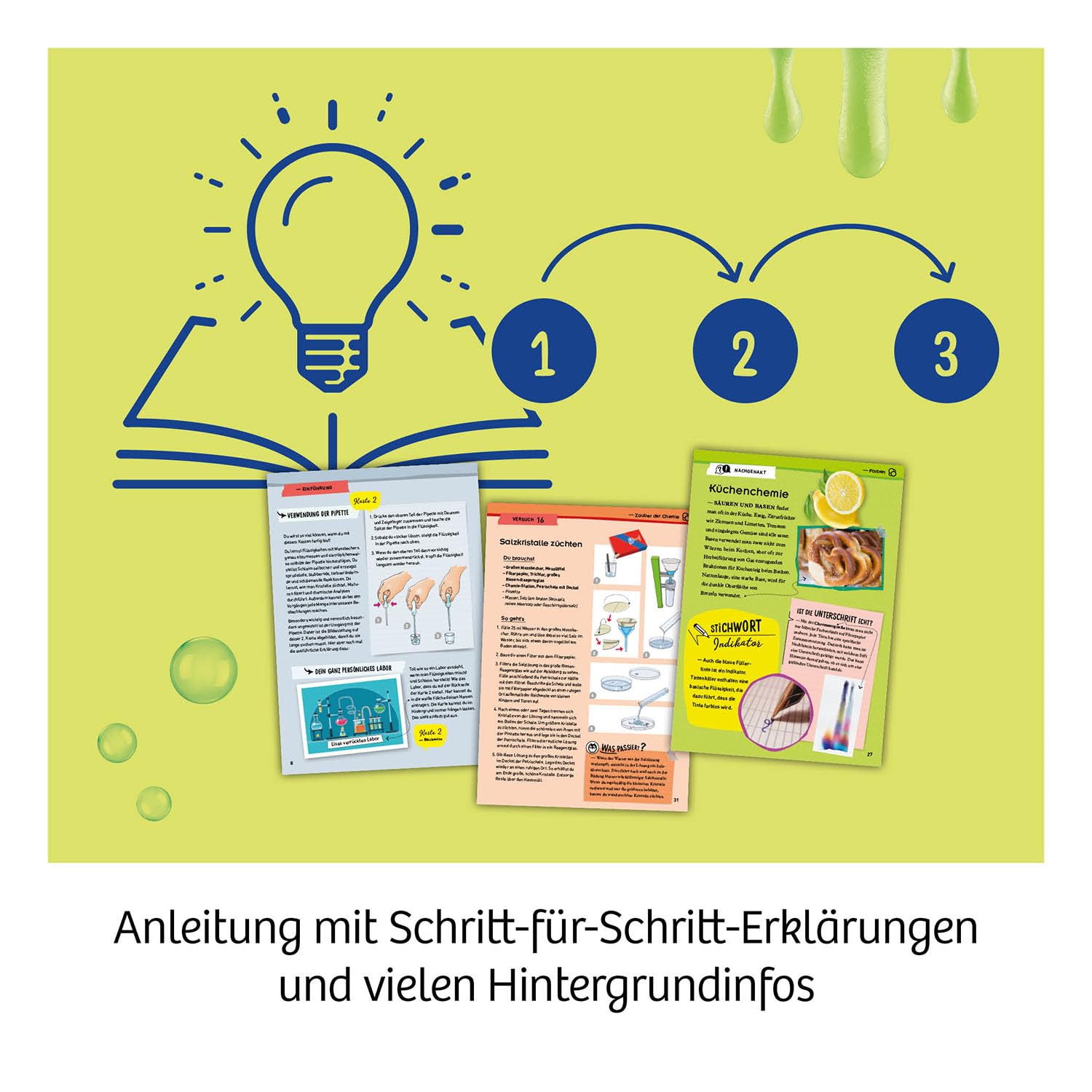 Kosmos Big Fun Chemistry - Faszinierendes Chemielabor Mit Schleim. Farbspielen & Blubber-Effekten 645649 Werbung, Plakat, Licht, Seite, Text