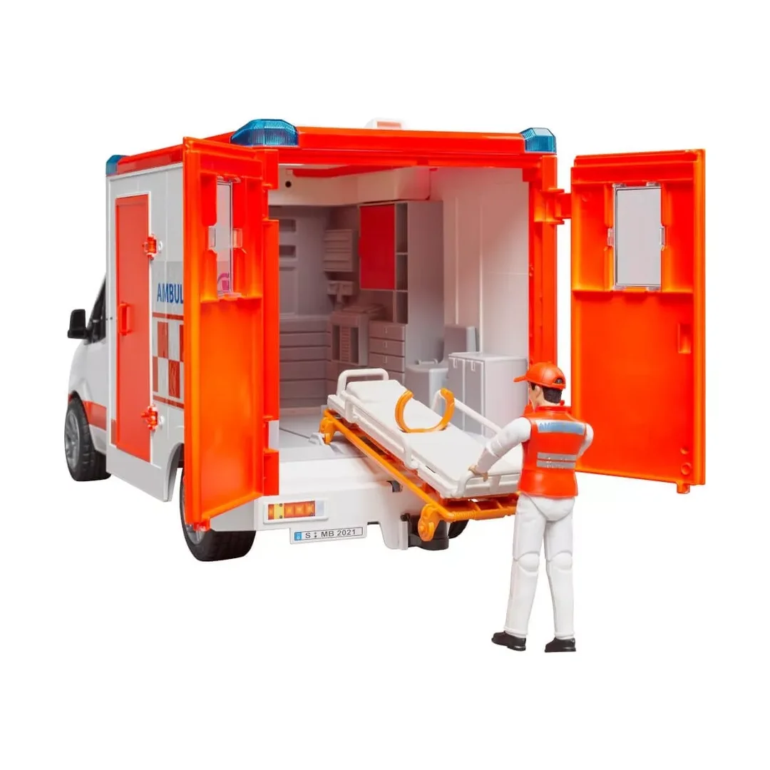 Bruder 02676 MB Sprinter Ambulanz mit Fahrer und Light + Sound Modul