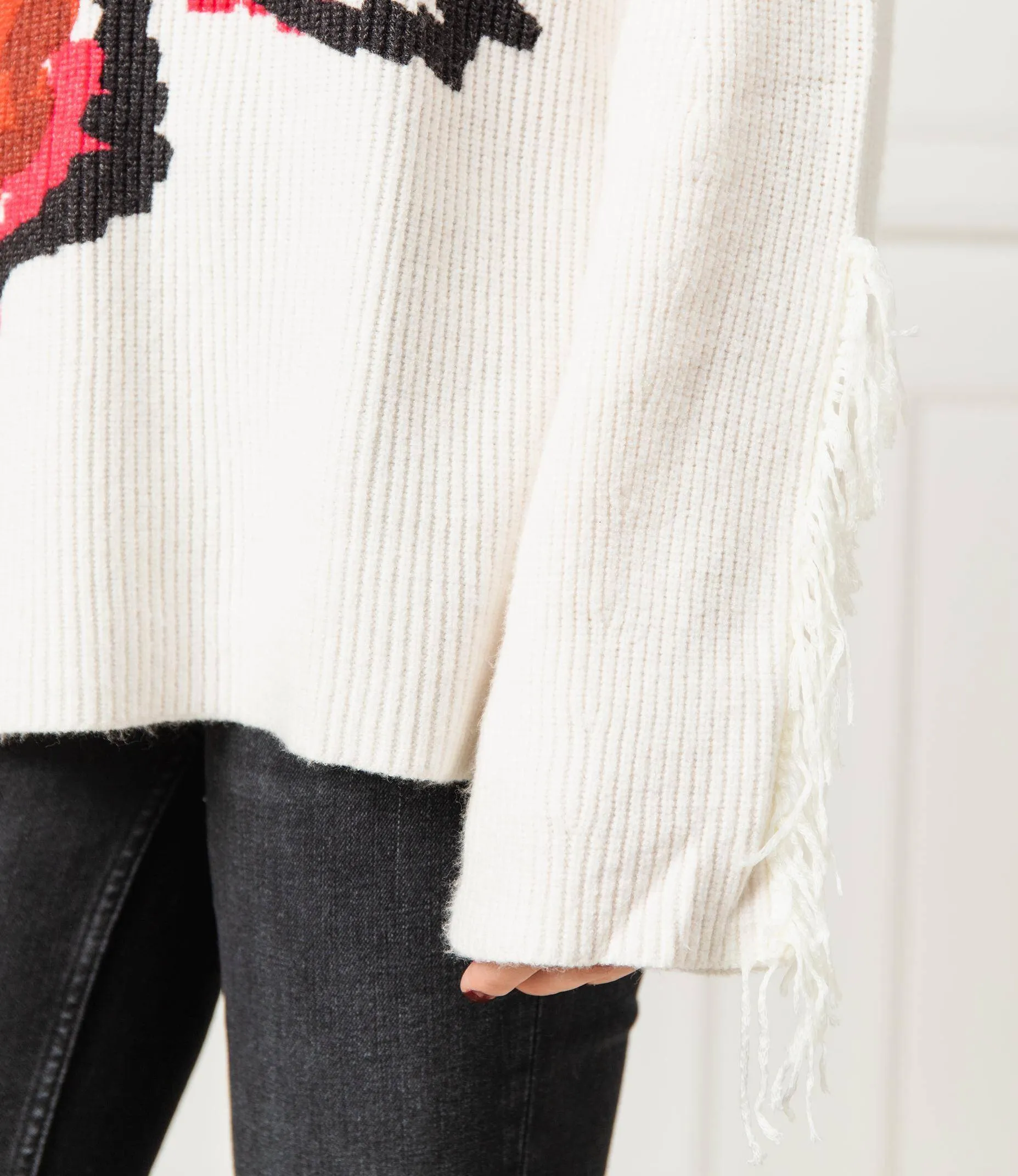 Desigual Damen Pullover „Bann“ - Zopfmuster mit Fransen 19WWJFAG GR. L Desigual Damen Pullover „Bann“ - Zopfmuster mit Fransen 19WWJFAG GR. L