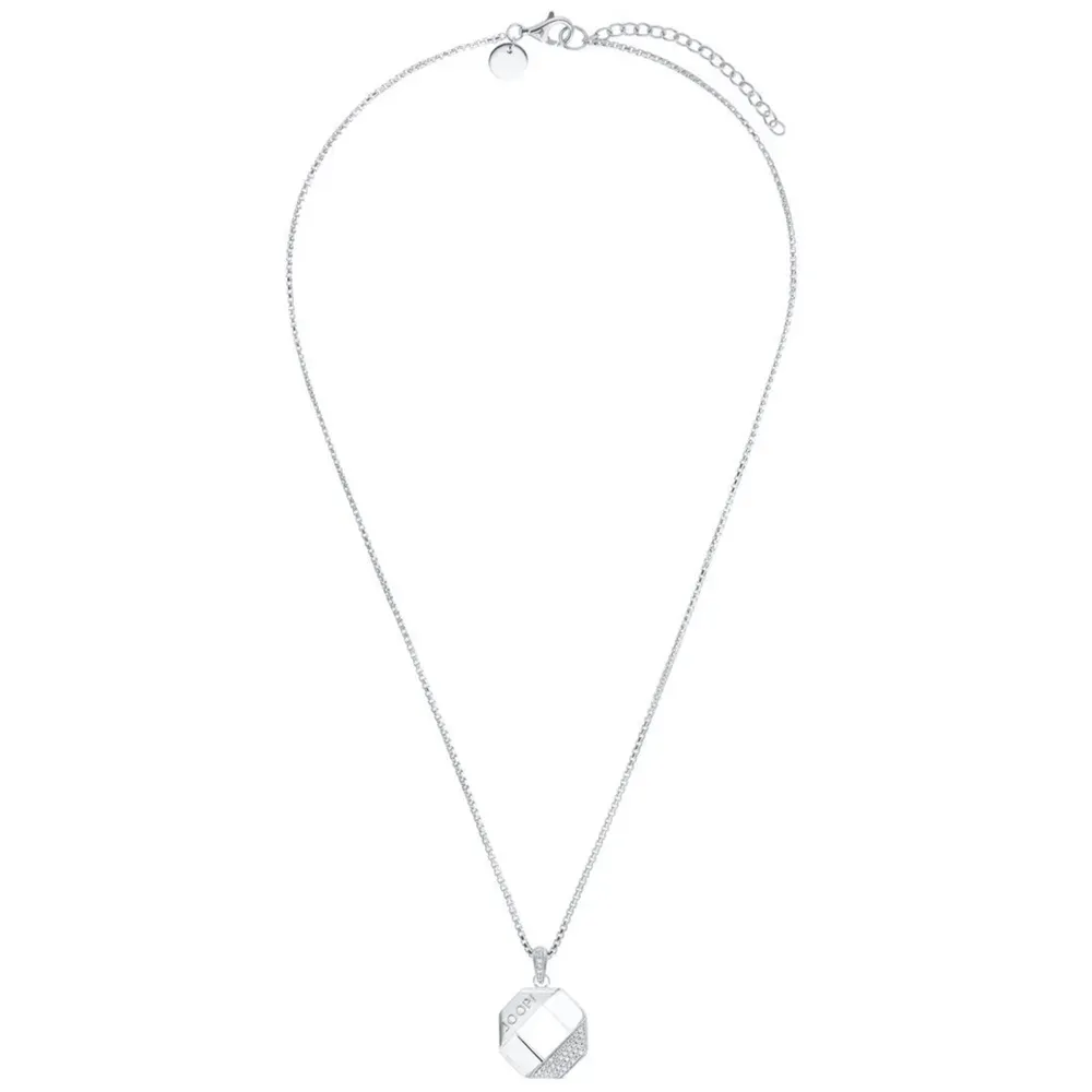JOOP! Halskette - aus rhodiniertem 925 Sterling Silber, Anhänger mit Zirkonia, Venezianerkette, 45+5 cm, Damen