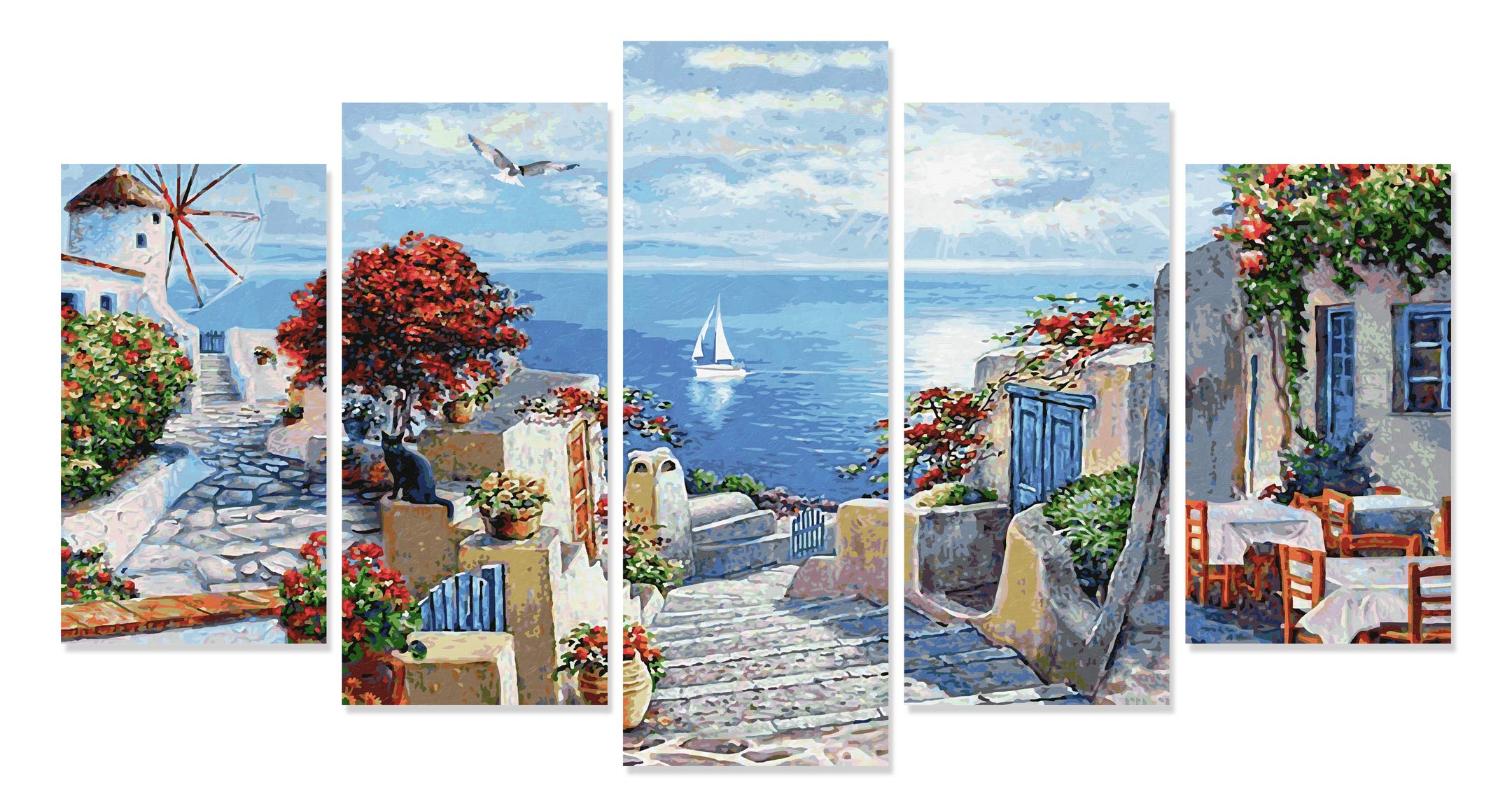 Schipper Mnz - Mykonos - Fünfteiliges Panorama-Malset Mit Mediterranem Flair 609450797 Kunst, Collage, Villa, Stadt, Hütte