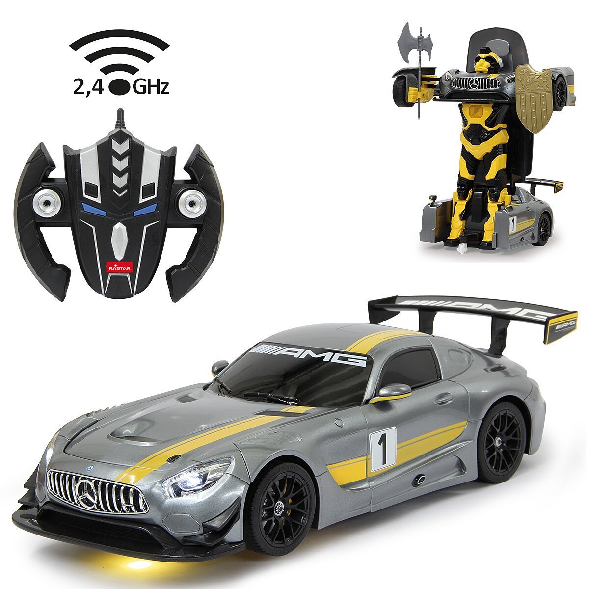 JAMARA Mercedes-AMG GT3 1:14 grau 2,4GHz transformable ab 8 Jahren