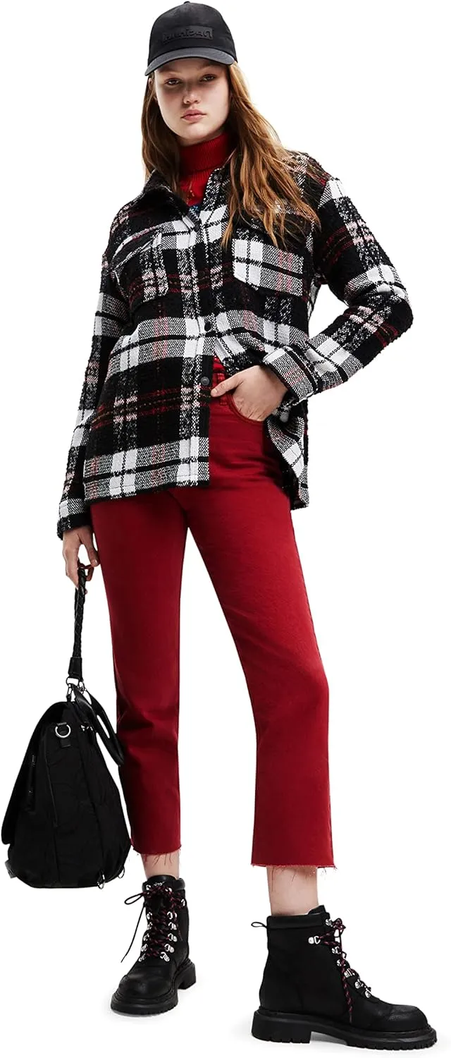 Desigual Damen Jacke - Kariert, Schwarz-Weiß-Rot 22WWEW872000 GR. M Desigual Damen Jacke - Kariert, Schwarz-Weiß-Rot 22WWEW872000 GR. M