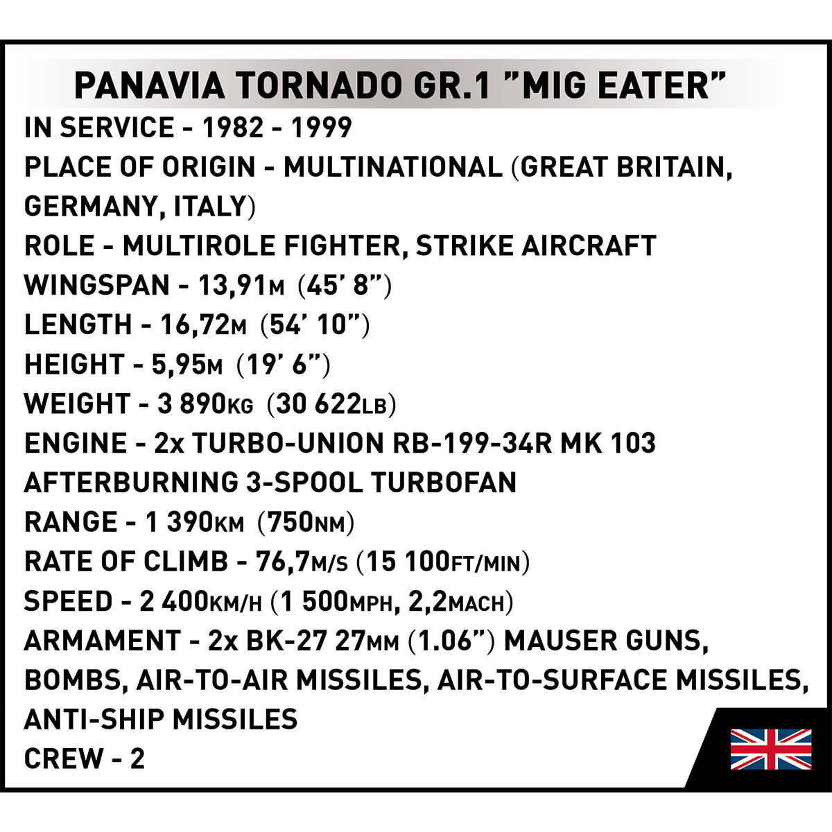 COBI 5854 - Panavia Tornado GR.1 MIG EATE SCALE 1:48 - Bild 15 COBI 5854 - Panavia Tornado GR.1 MIG EATE SCALE 1:48 - Bild 15