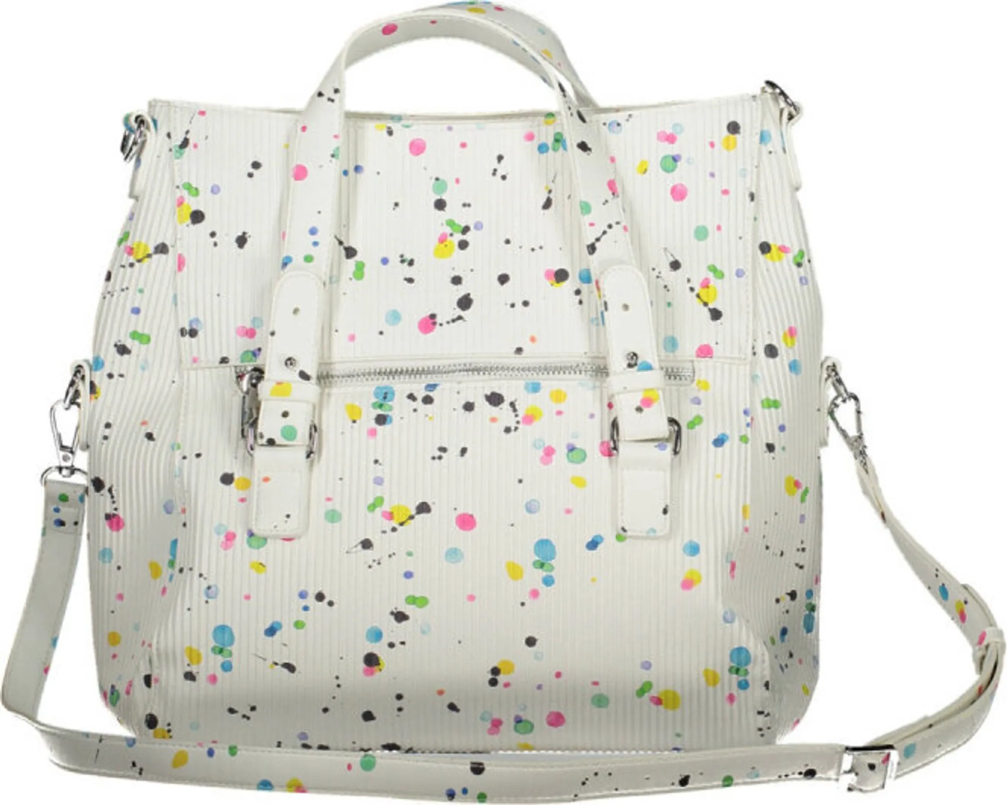 Desigual Damen „Fantastic“ - Weiß mit Farbspritz-Design 22WAXPB6 Handtasche Desigual Damen „Fantastic“ - Weiß mit Farbspritz-Design 22WAXPB6 Handtasche