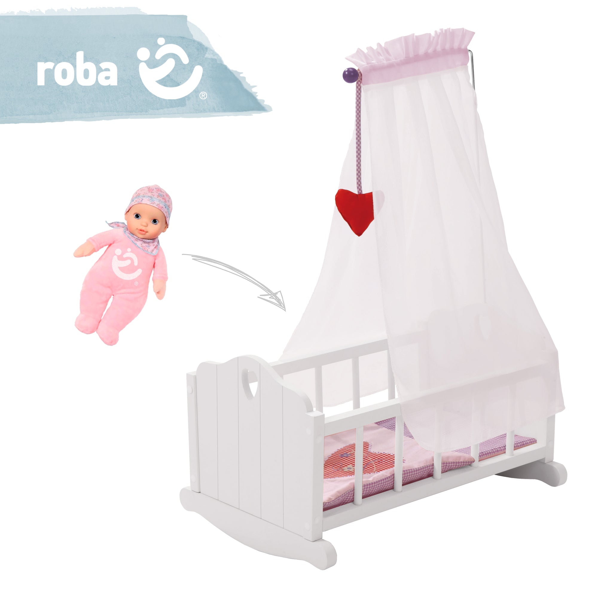 Roba 98335 Puppenwiege Fienchen rosa – Puppenmöbel & Häuser - Bild 7 Roba 98335 Puppenwiege Fienchen rosa – Puppenmöbel & Häuser - Produktbild 7
