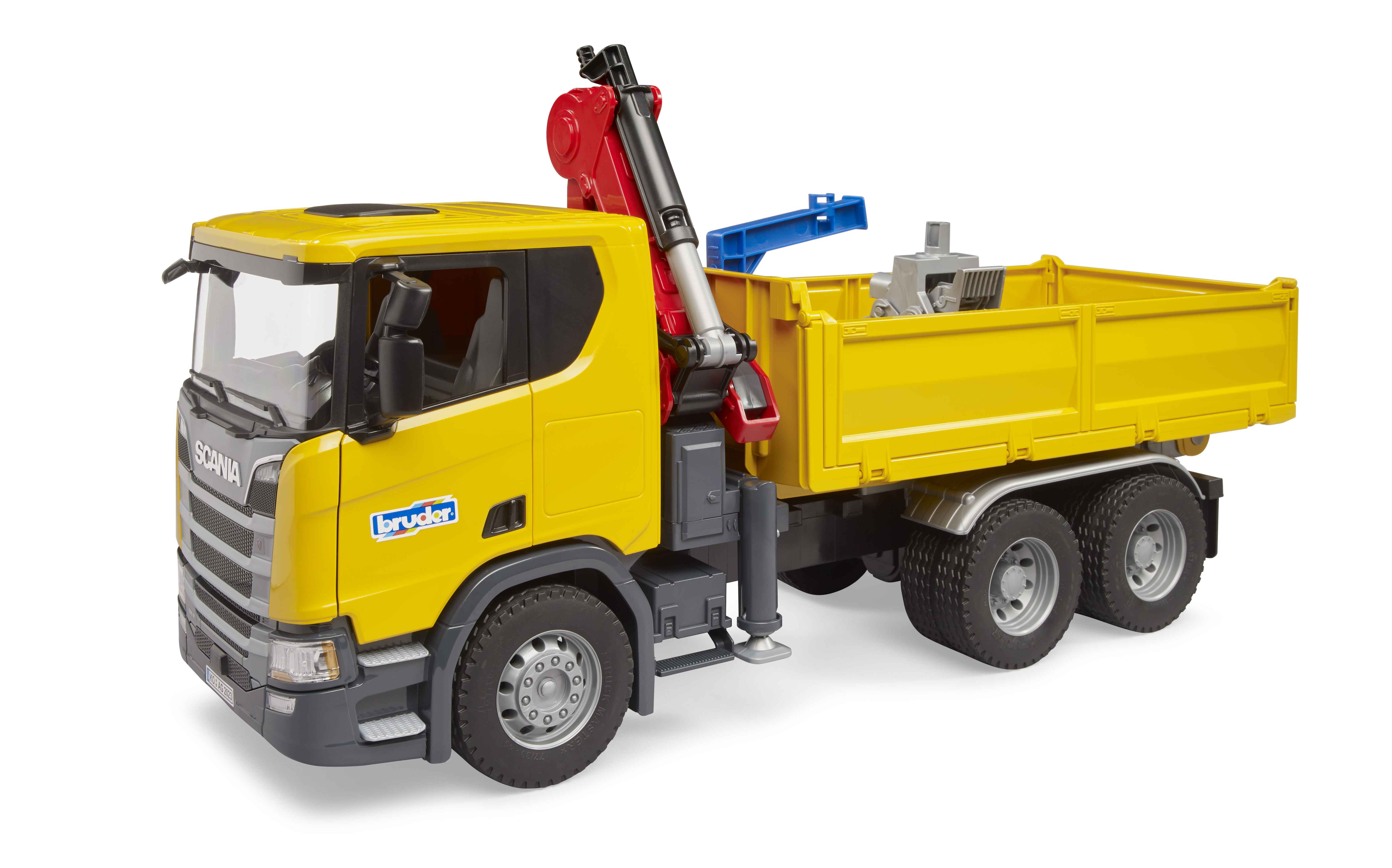BRUDER 03551 - Scania Super 560R Baustellen-LKW mit Kran und 2 Paletten - Bild 5
