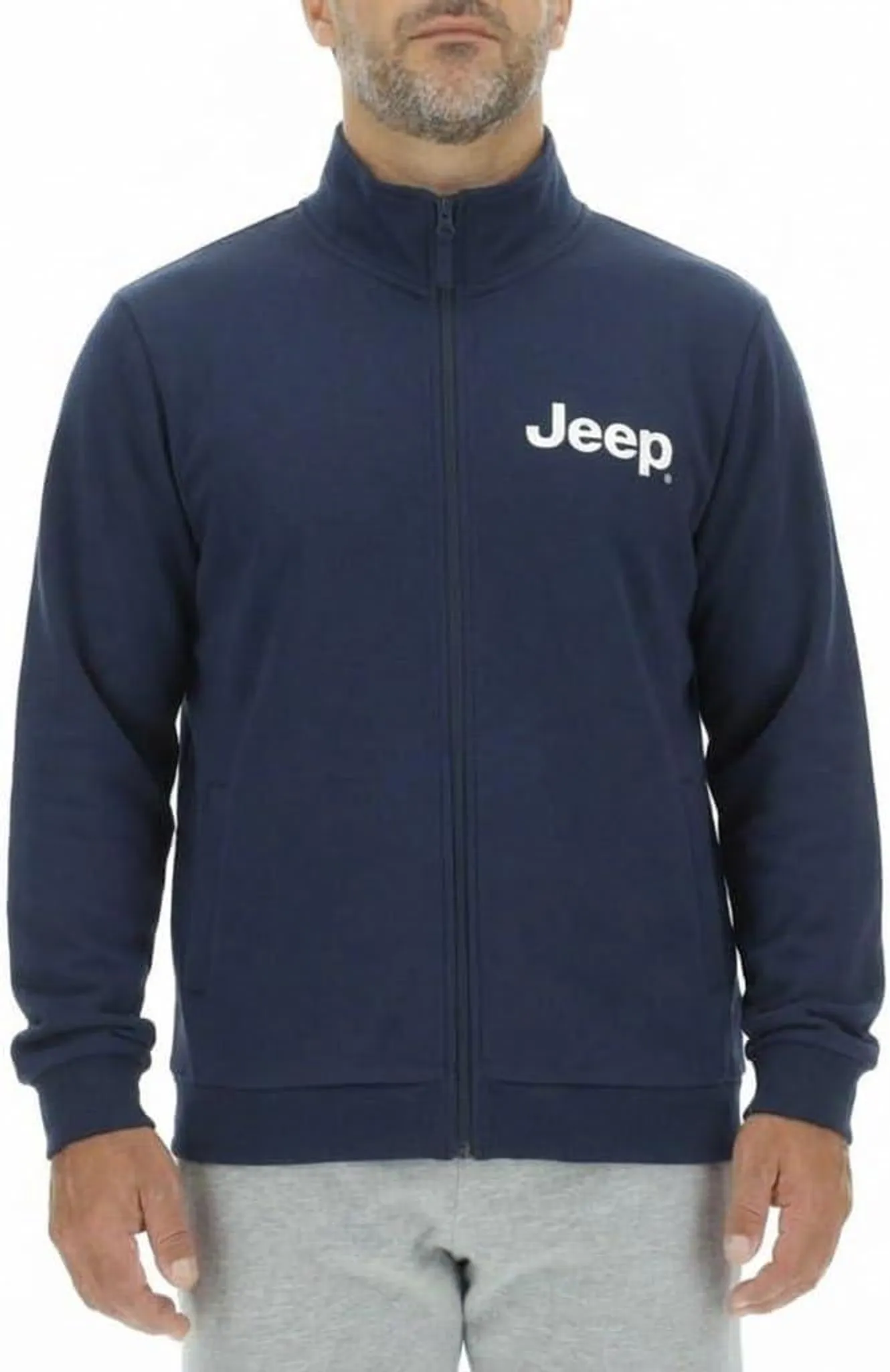 JEEP Herren Sweatjacke O103213BL - Dunkelblaue Sweatjacke mit Reißverschluss und Jeep-Logo GR. XXL