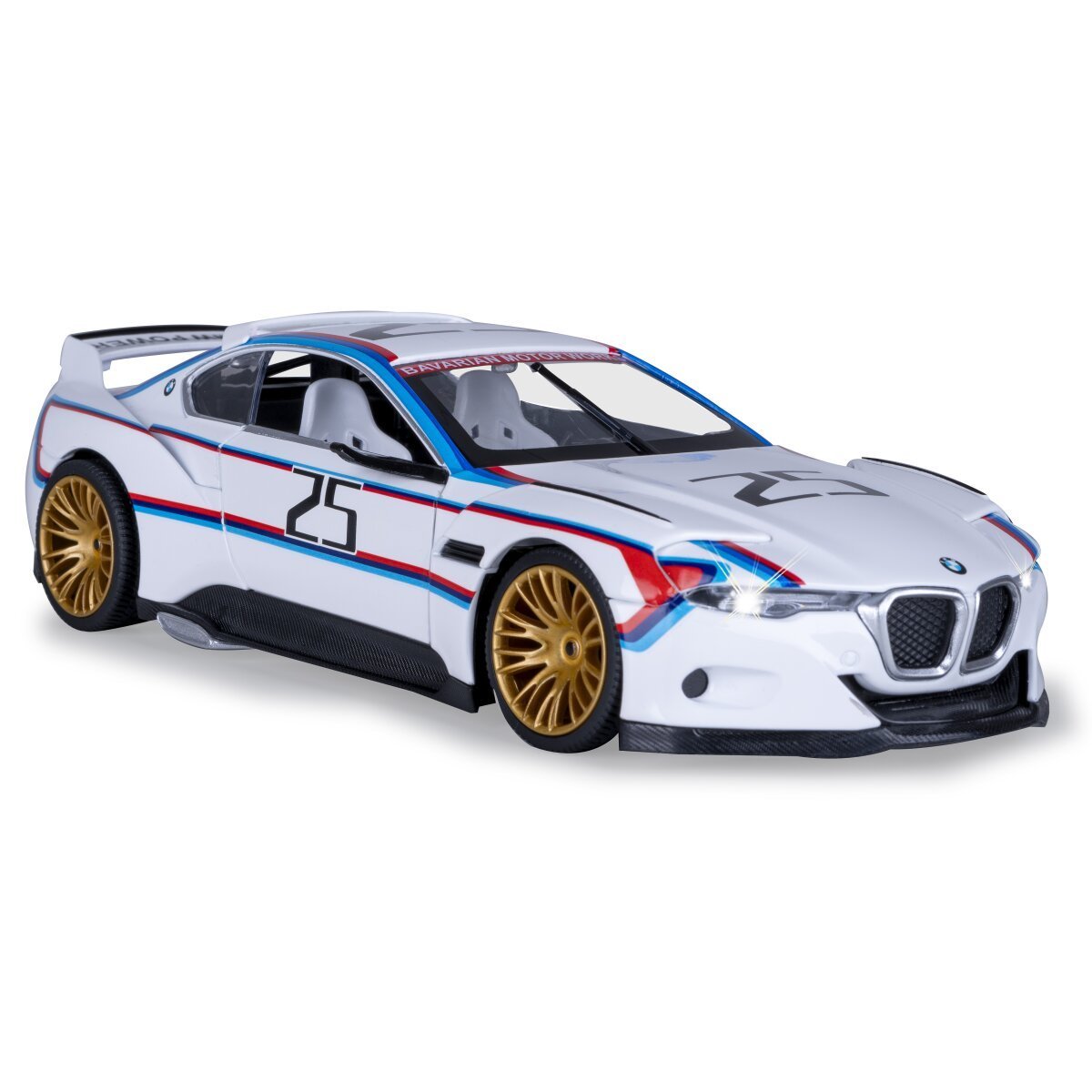 JAMARA BMW 3.0 CSL Hommage R Diecast 1:24 weiß inkl. Knopfzellen ab 3 Jahren