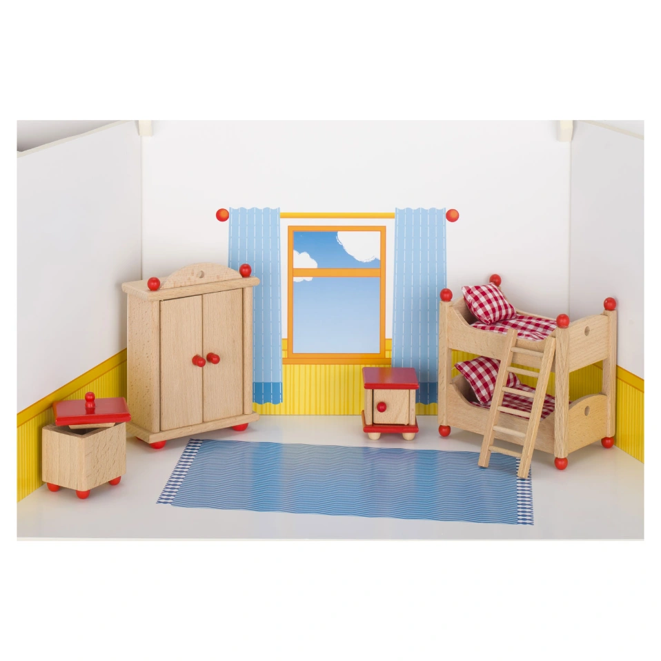 goki Puppenhausmöbel „Kinderzimmer“ - 4-teiliges Holz-Set, ab 3 Jahren