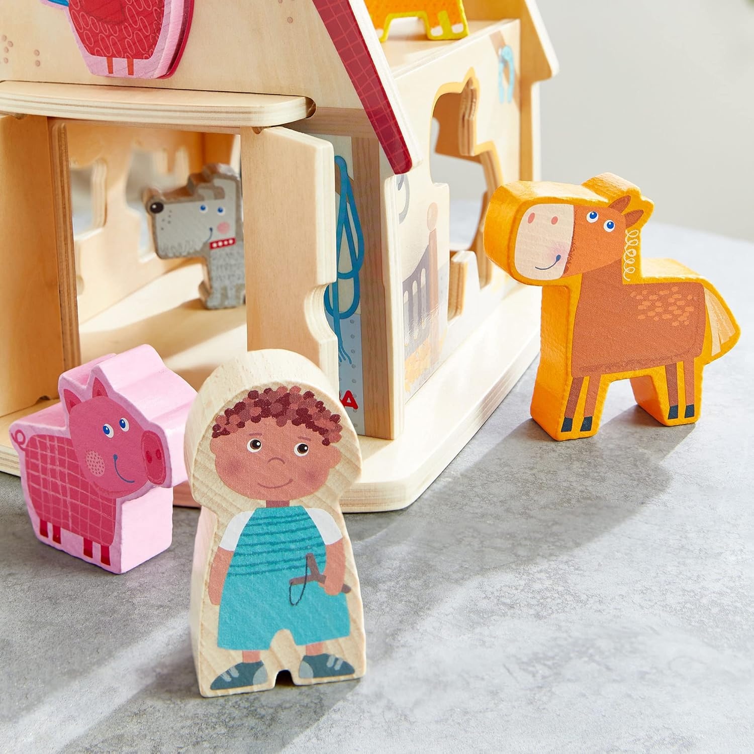 HABA Sortierbox Bauernhof, Steckspiel mit Bauernhoftieren und Scheune aus Holz HABA Sortierbox Bauernhof, Steckspiel mit Bauernhoftieren und Scheune aus Holz