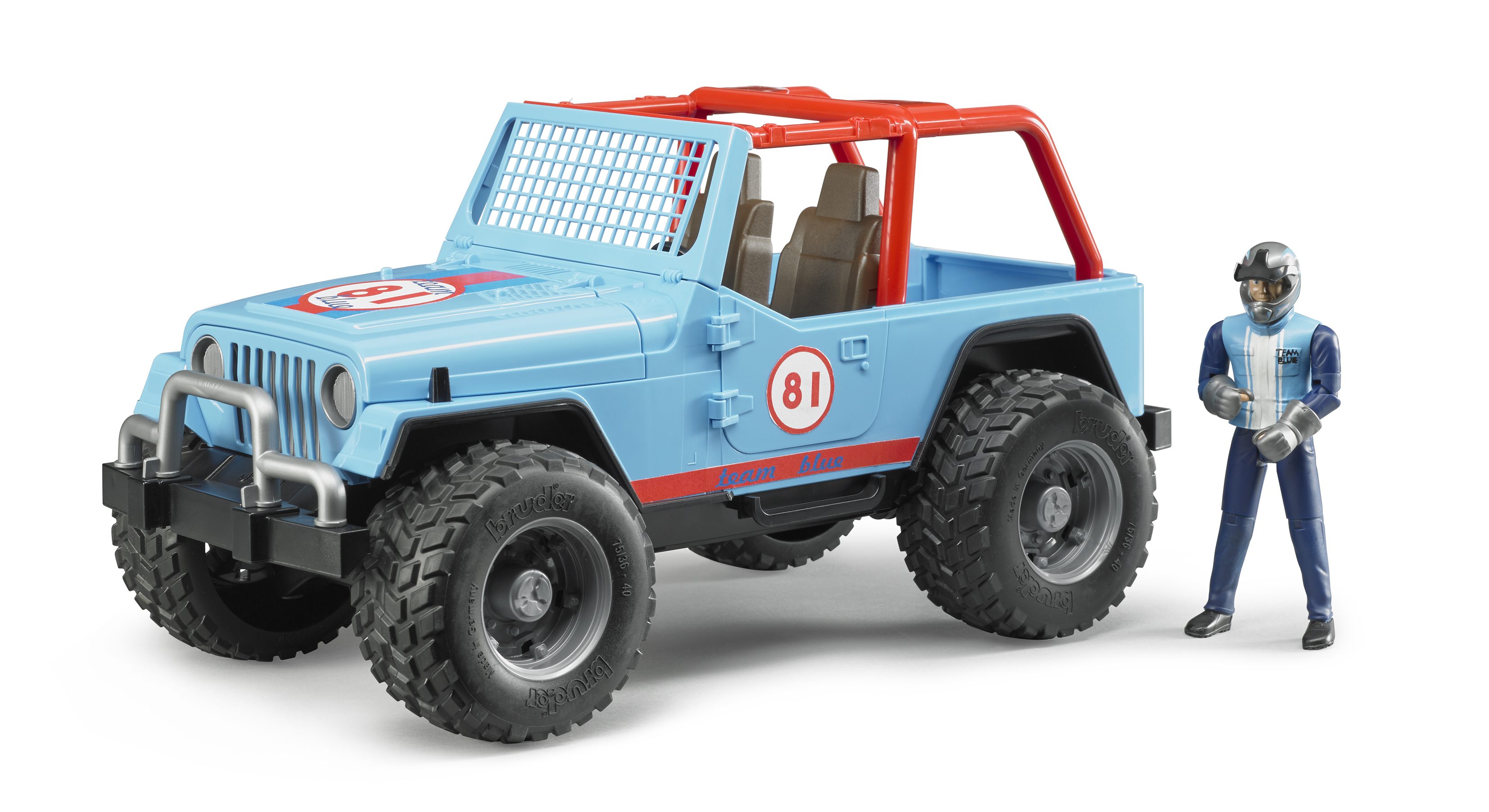 BRUDER 02541 - Jeep Cross Country Racer Blau mit Rennfahrer BRUDER 02541 - Jeep Cross Country Racer Blau mit Rennfahrer