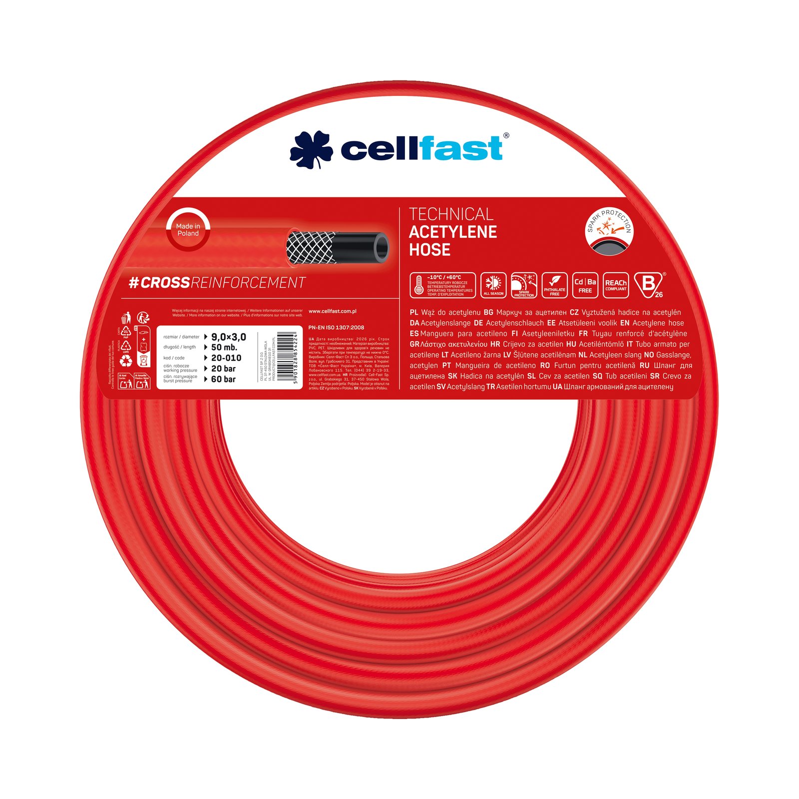 Cellfast Acetylenschlauch 9,0 x 3,0 mm 50 m
