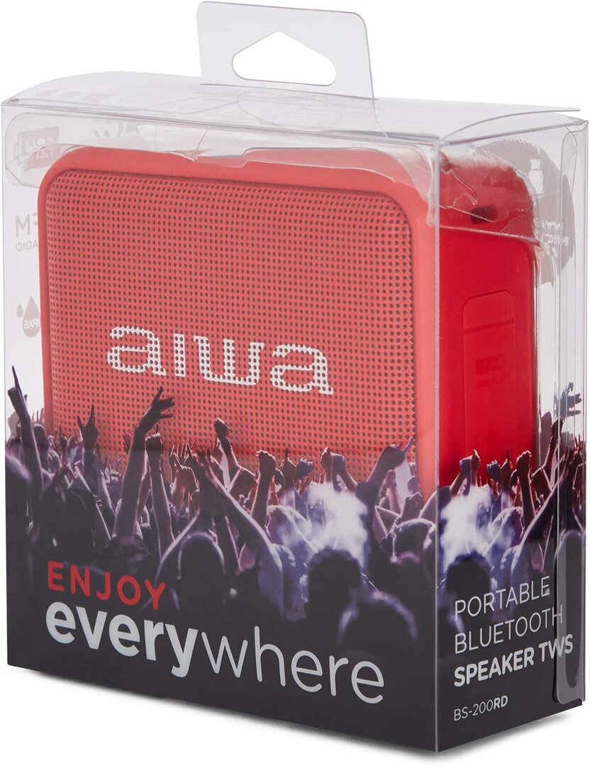 Aiwa_BS-200RD_Tragbarer_kabelloser_Bluetooth-Lautsprecher,_True_Wireless_Stereo,_wasserdicht,_Rot, Elektronik, Sprecher