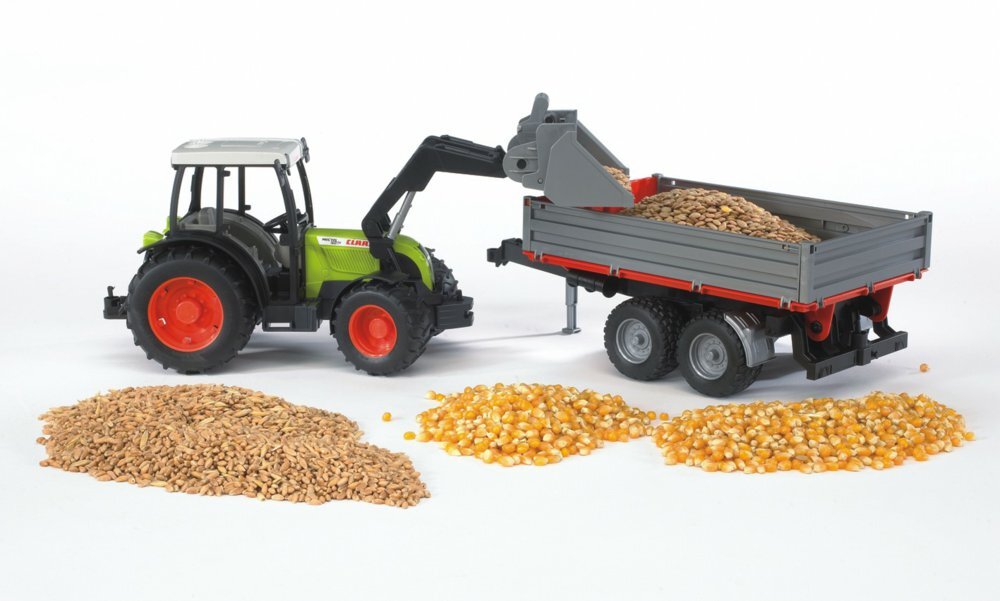 BRUDER 02112 - Claas Nectis 267 F mit Frontlader und Bordwandanhänger Maschine, Rad, Essen, Produzieren