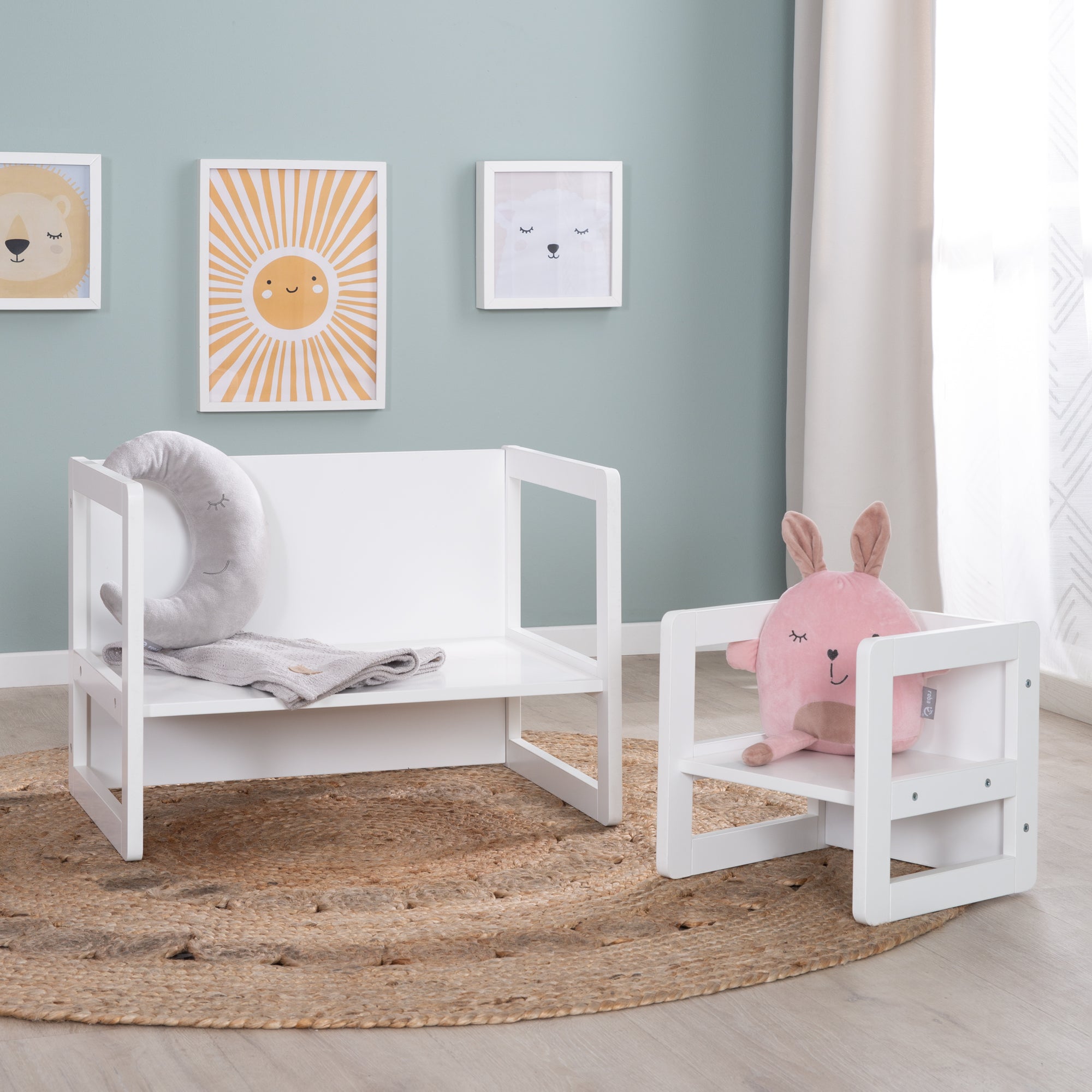 Roba 450004WE Kindersitzgruppe 3in1 weiß – Spielmöbel - Bild 2 Roba 450004WE Kindersitzgruppe 3in1 weiß – Spielmöbel - Produktbild 2