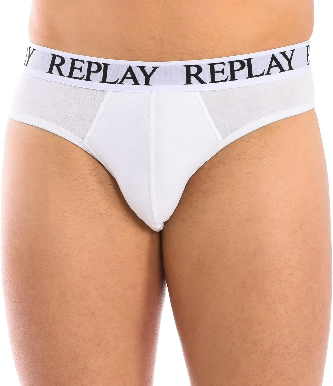 REPLAY Herren Slips I101182WH – Weiß, 2er Pack Cotton-Stretch GR. L