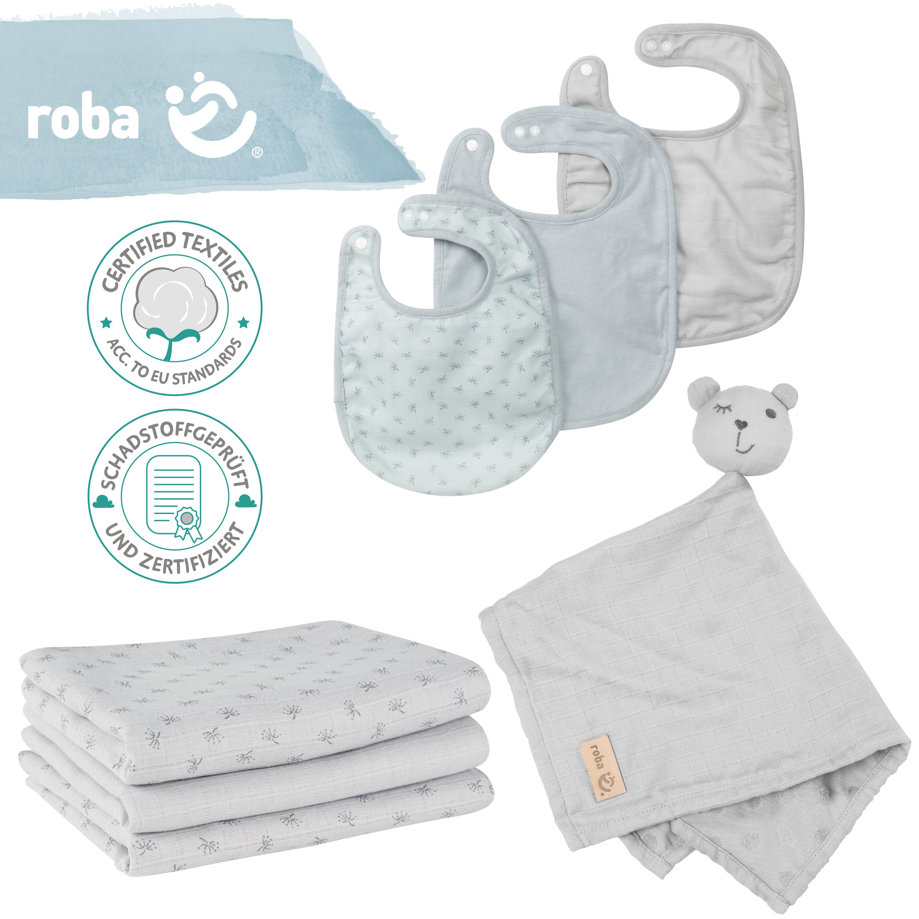 Roba 227S02T3 Geschenkset Baby Essentials grau hellgrau – Heim Textilien - Bild 4 Roba 227S02T3 Geschenkset Baby Essentials grau hellgrau – Heim Textilien - Produktbild 4