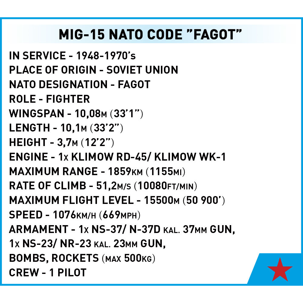 COBI 2416 - MIG-15 "FAGOTT" - Bild 9 COBI 2416 - MIG-15 "FAGOTT" - Bild 9