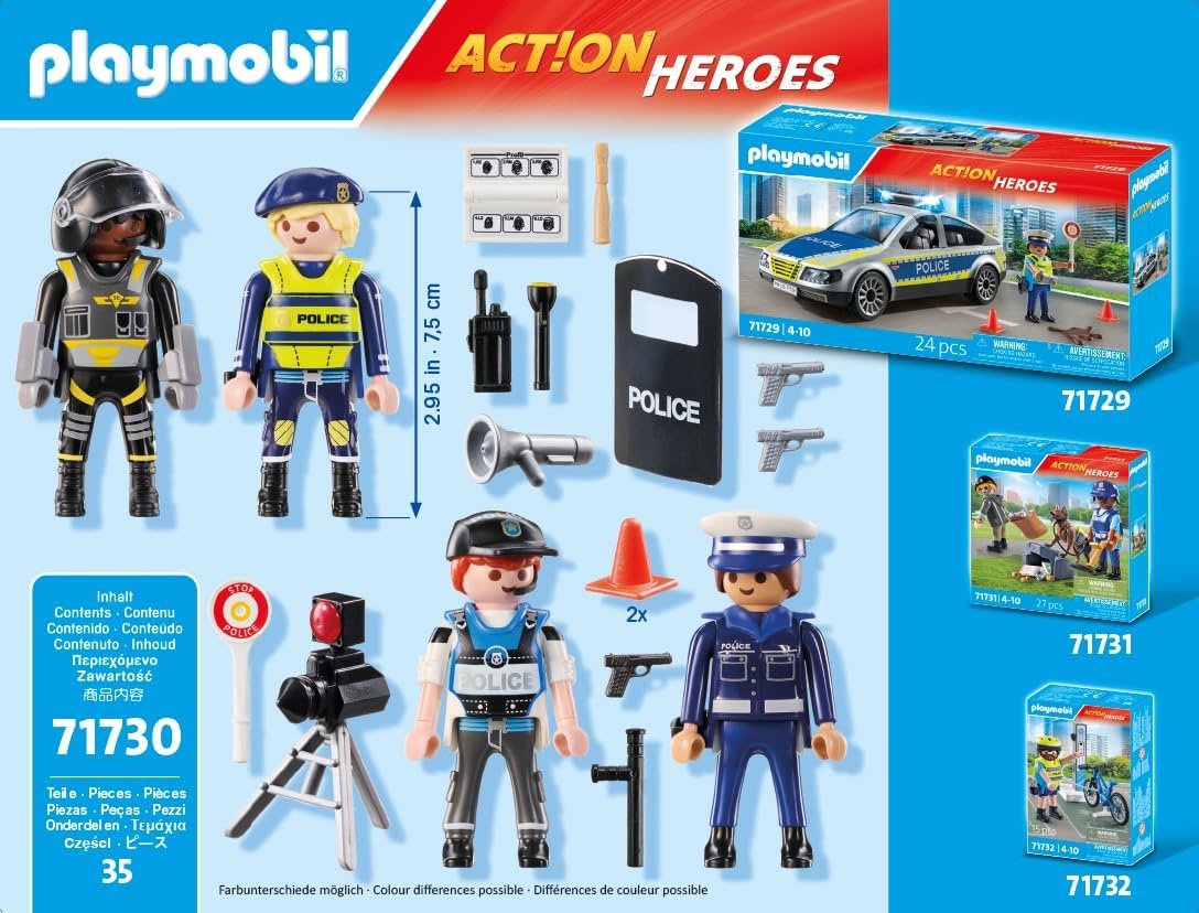 PLAYMOBIL 71730 - Action Heroes: Figurenset Polizei Stativ, Helm, Spielzeug, Person, Auto