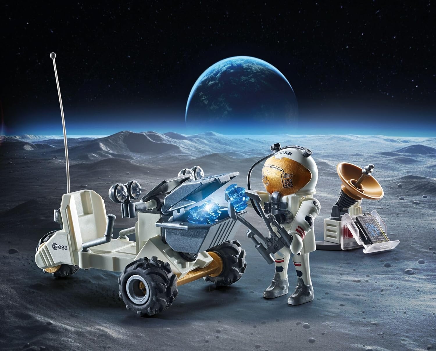 PLAYMOBIL 71734 - Action Heroes: ESA Weltraummission mit Astronaut und Mondfahrzeug Astronomie, Weltall