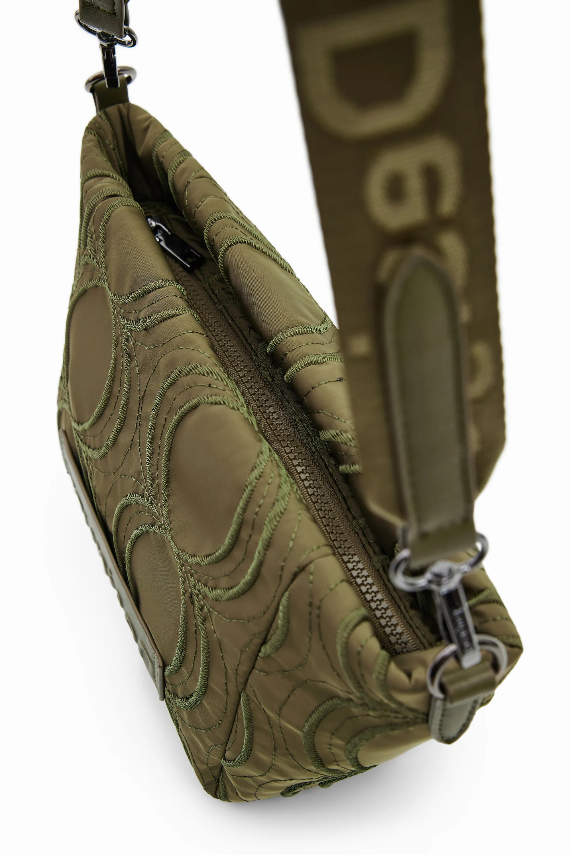 Desigual Damen Umhängetasche - Olivgrün mit Kreismuster 22WAXA75/4092