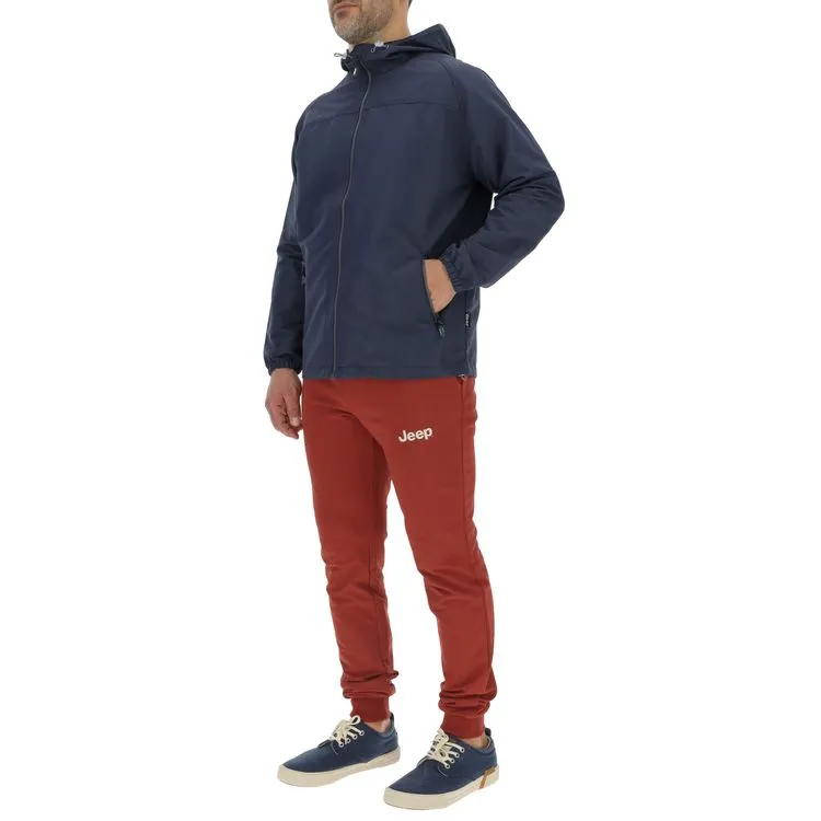 JEEP Herren Windjacke O102712BL - Blaue leichte Kapuzenjacke mit großem Jeep-Outline-Rückendruck GR. XXL