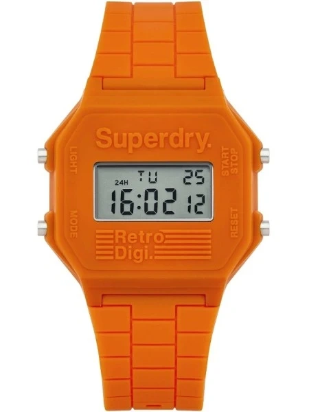 Superdry „Retro“ SYG201O - Unisex-Digitaluhr, 42 mm, Orange