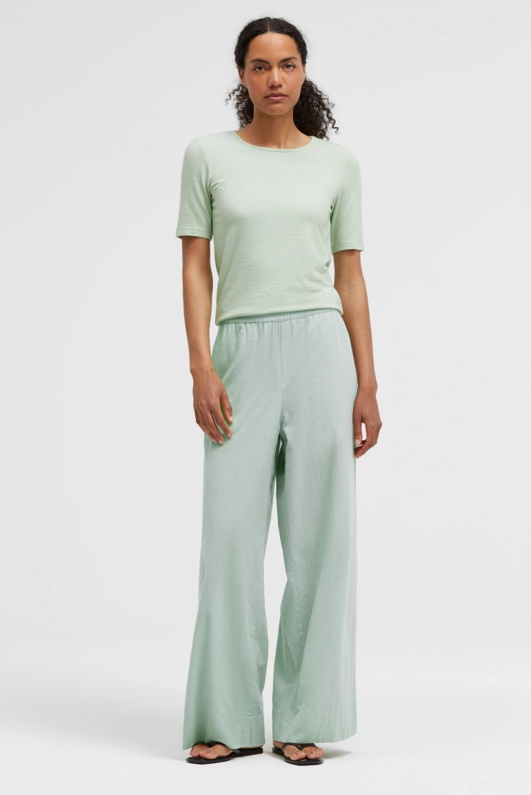 SENSES Wide Leg Hose PO:EM mit Elastikbund pastel lime