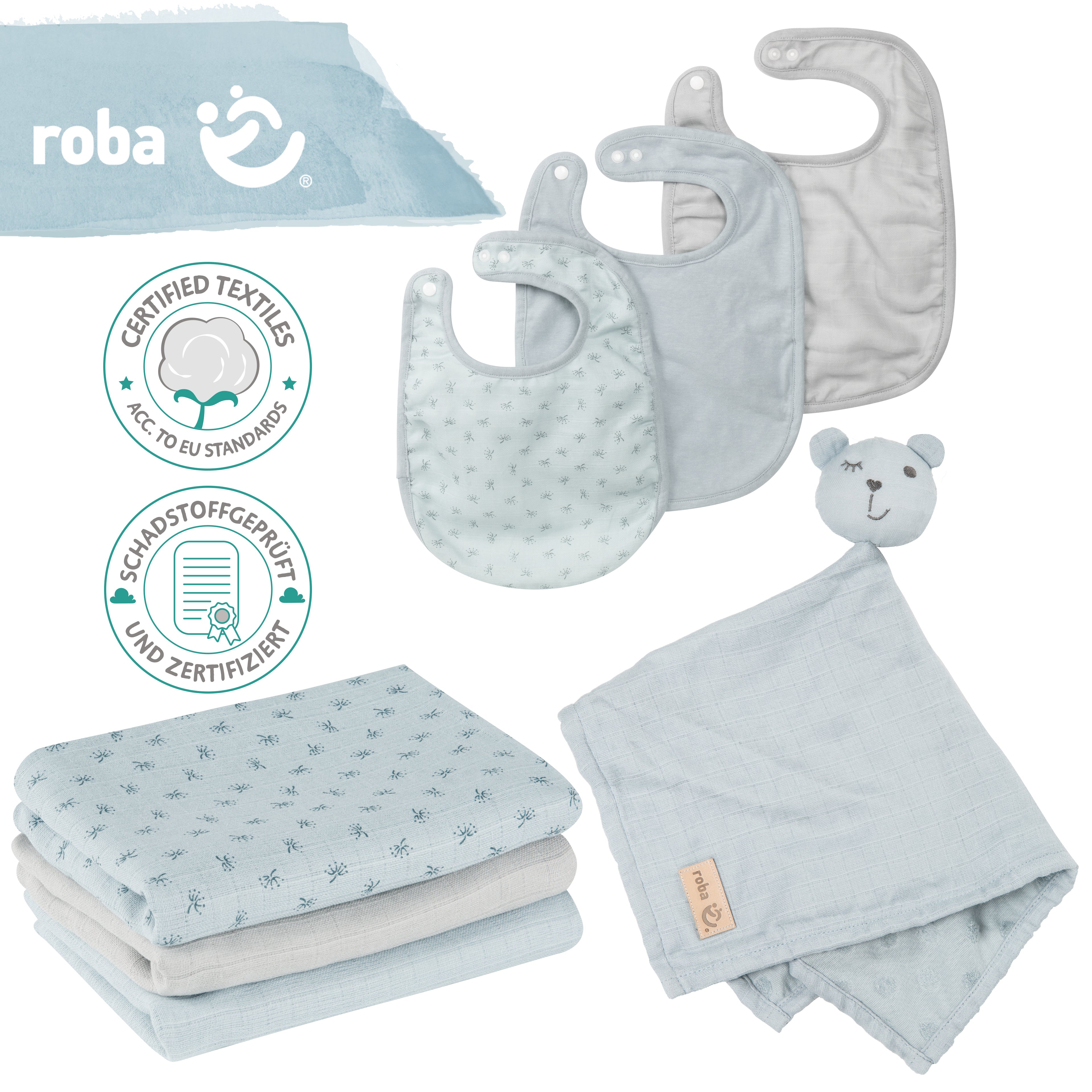 Roba 228S02T3 Geschenkset Baby Essentials türkis hell blau – Heim Textilien - Bild 4 Roba 228S02T3 Geschenkset Baby Essentials türkis hell blau – Heim Textilien - Produktbild 4