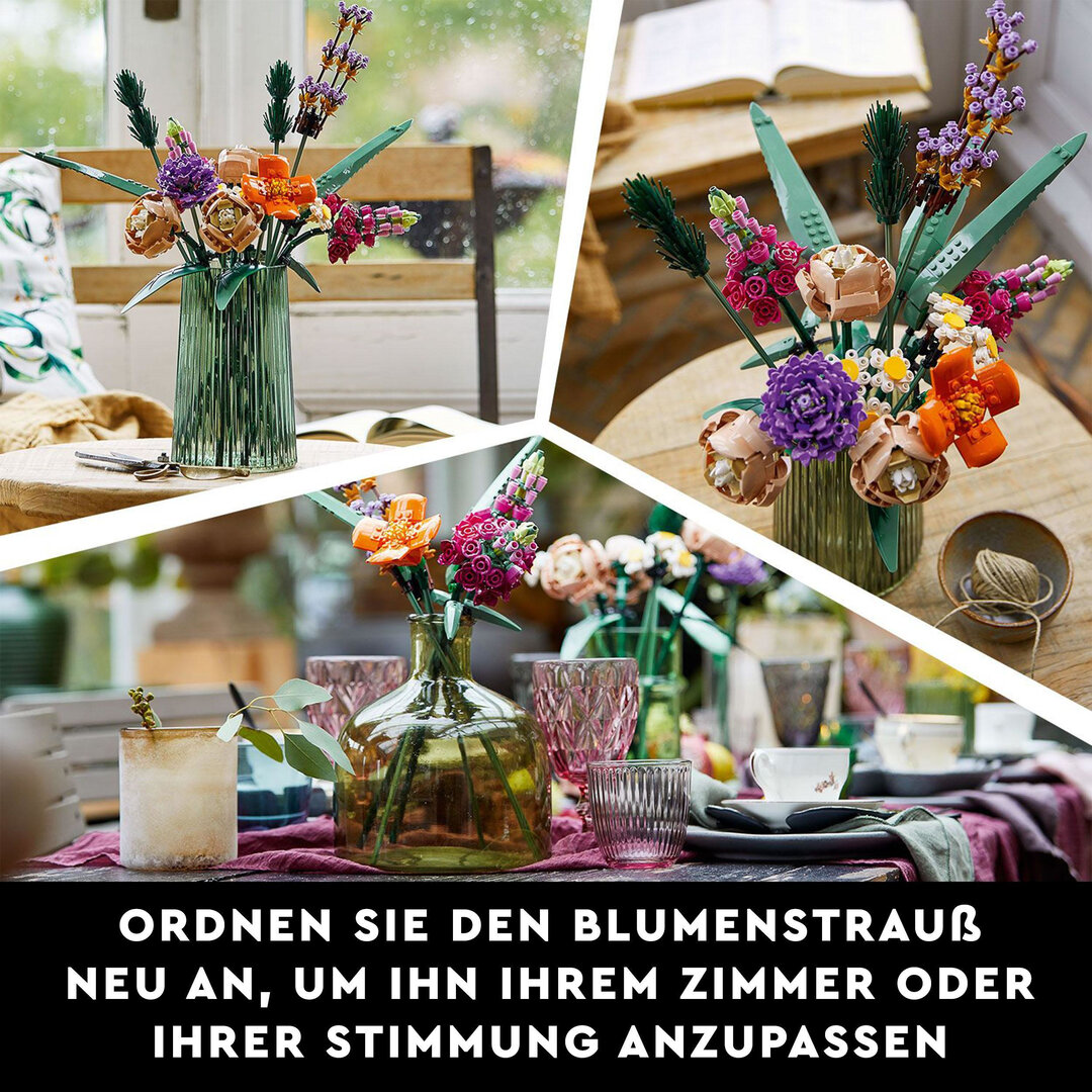 LEGO® Creator Expert Blumenstrauß 10280 Blume, Blumen-Arrangement, Florales Design, Blumenstrauß, Glas