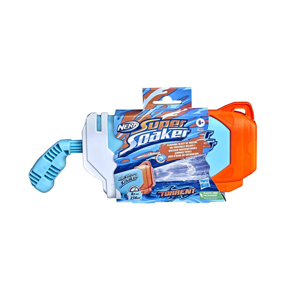 Hasbro Nerf Super Soaker Hydra großer blauer Wasserblaster mit orangenen Details
